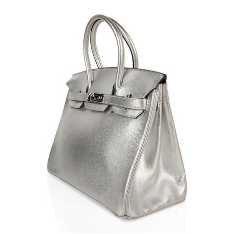 silver metallic chèvre leather hermes birkin bag|Hermes chevre review.